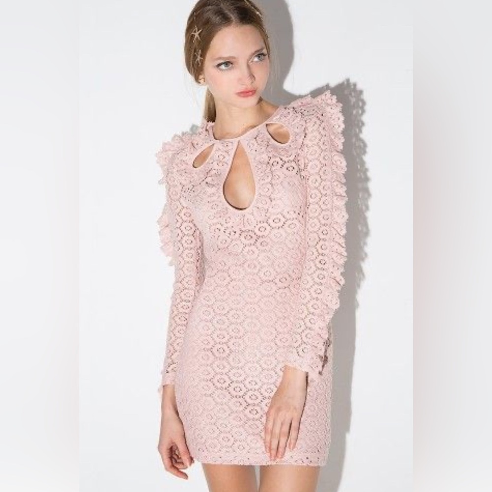 EUC Alice McCall pink lace/crotchet dress. Size 4.
